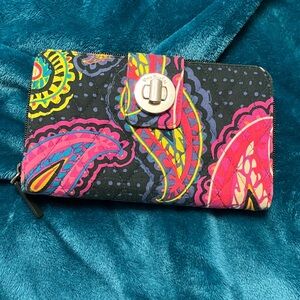 Vera Bradley Turnlock Zip Around Phone Clutch Wallet in Twilight Paisley Print